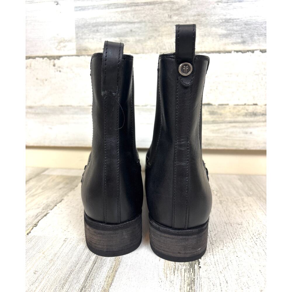 Frye Womens 12 Melissa Black Leather Slip On Lug Low Heel Chelsea Ankle Boots - Picture 4 of 9